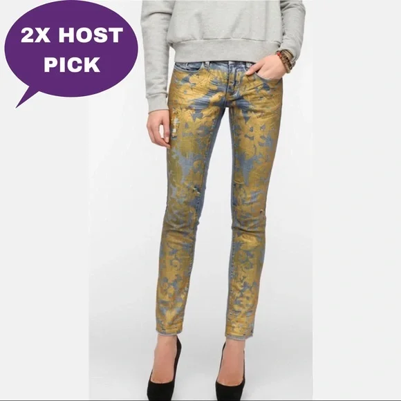 NWOT BLANK NYC GOLD METALLIC SKINNY JEANS 25 - Picture 9 of 9